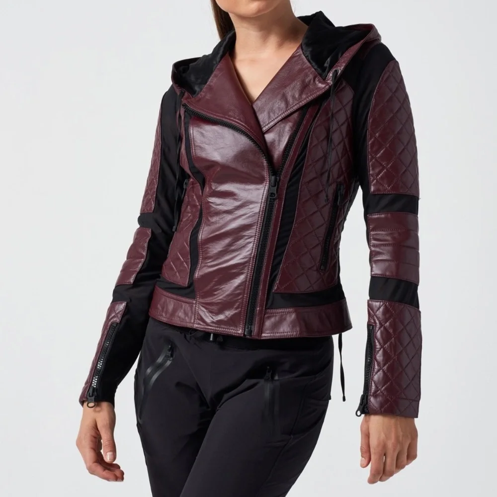 Blanc Noir Burgundy Moto Hoodie - Picture 1 of 6